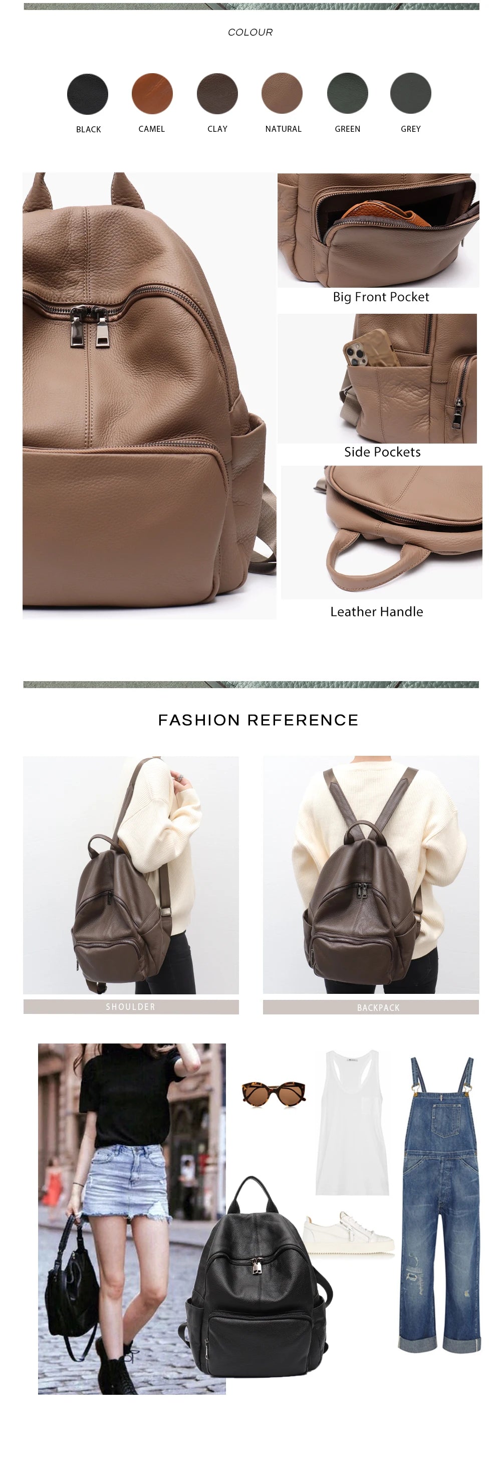 Natural Cowhide Backpack for Women&men Minimalist Design Casual Daily Versatile College Students' Shoulder Bags Travel Knapsack