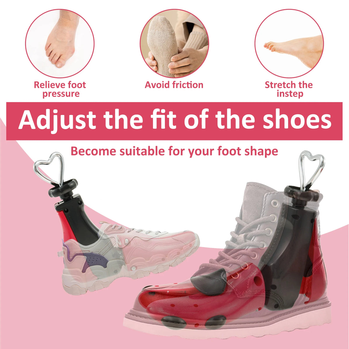 1/2Pcs Universal Shoe Stretcher Adjustable Boot Stretcher PC Sneaker Shoe Widener with Steel Shaft for Men and Women