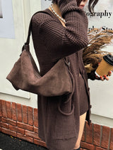 Autumn Winter Fashion Women's Shoulder Crossbody Bag Luxury Designer Brand Ladies Soft Suede Cow Leather High Quality Bag New