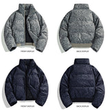 Unisex Graphic Puffer Jacket with Stand Collar