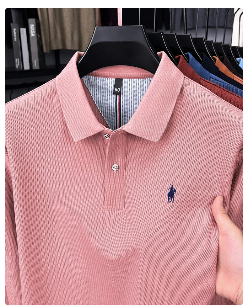 Premium Cotton Embroidered Long Sleeve Polo Shirt