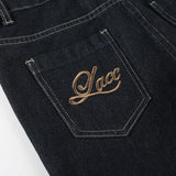 Women's Y2K Flared Jeans – Low Rise Embroidered Denim