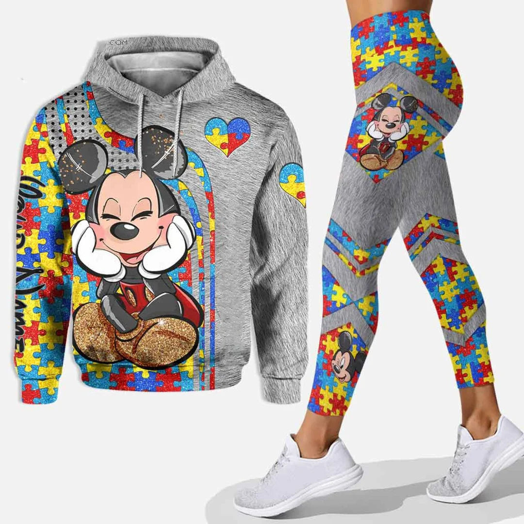 Disney Mickey & Minnie Mouse Hoodie & Leggings Set | Women's Athletic Tracksuit