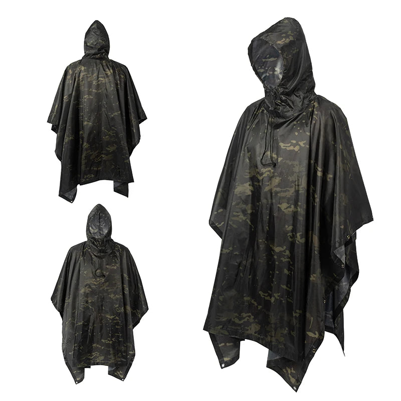 Waterproof Camo Rain Poncho – Unisex Outdoor Gear