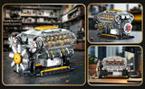 Technical Mechnical Electrice V8 Engine Building Blocks Simulation Car Engine MOC Bricks Science Education Toys Kids Adult Gift
