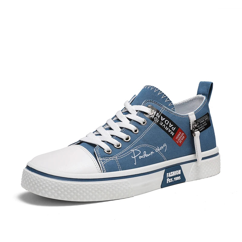 Men's Plus Size Canvas Sneakers — Breathable Lace-Up Casual Flat Shoes