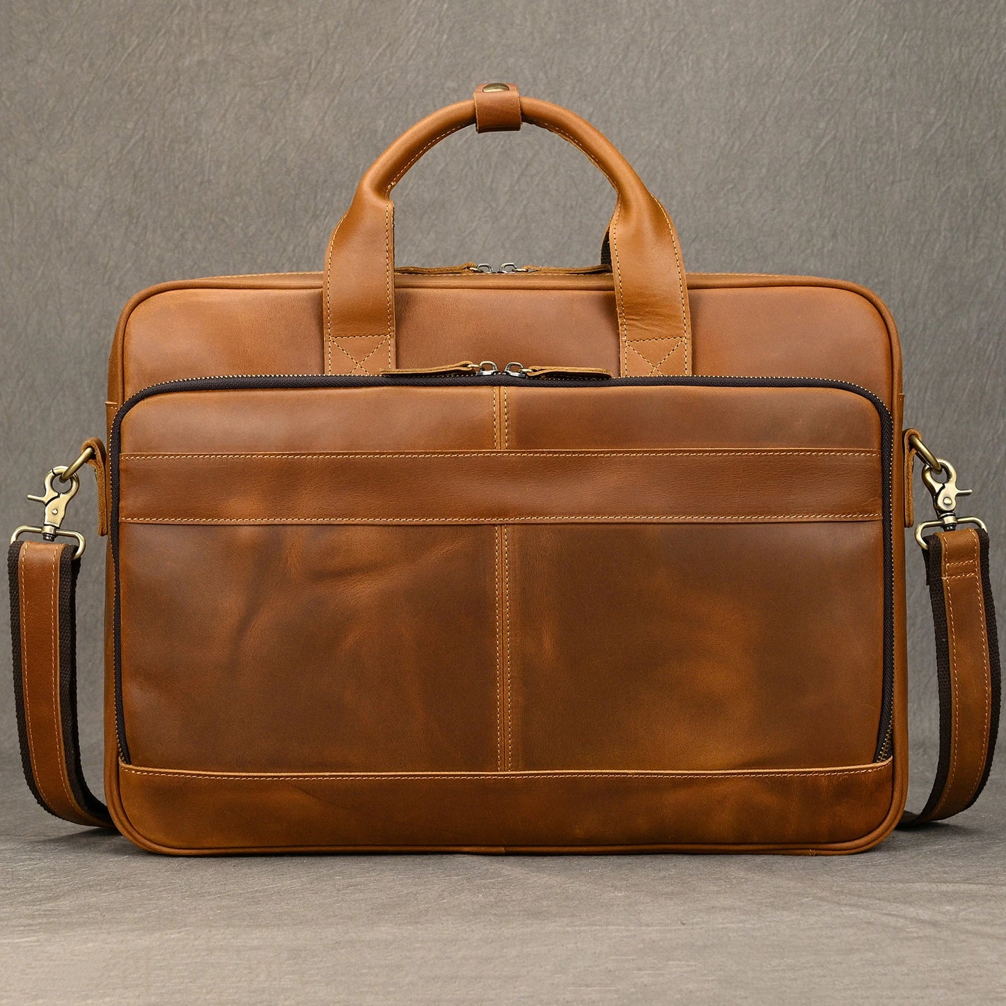 Men Briefcase Genuine Leather Laptop Bag 14 15.6" PC Doctor Lawyer Computer Bag Cowhide Male Briefcase Leather Men Business Bag