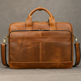 Men Briefcase Genuine Leather Laptop Bag 14 15.6" PC Doctor Lawyer Computer Bag Cowhide Male Briefcase Leather Men Business Bag