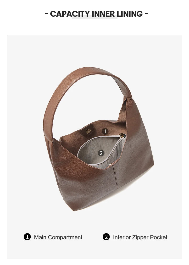 FOXER Minimalism Split Leather Women Shoulder Underarm Bag 2026 New Solid Casual Hobo Bag Female Daliy Tote Bag Purse