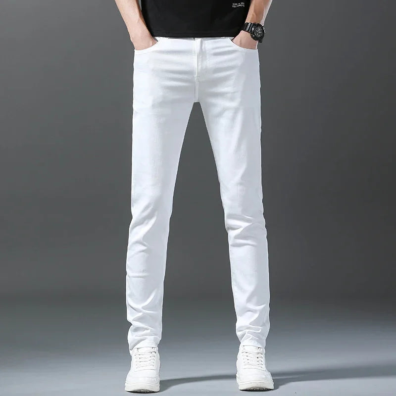Men's Slim-Fit Cotton Jeans – Crisp White