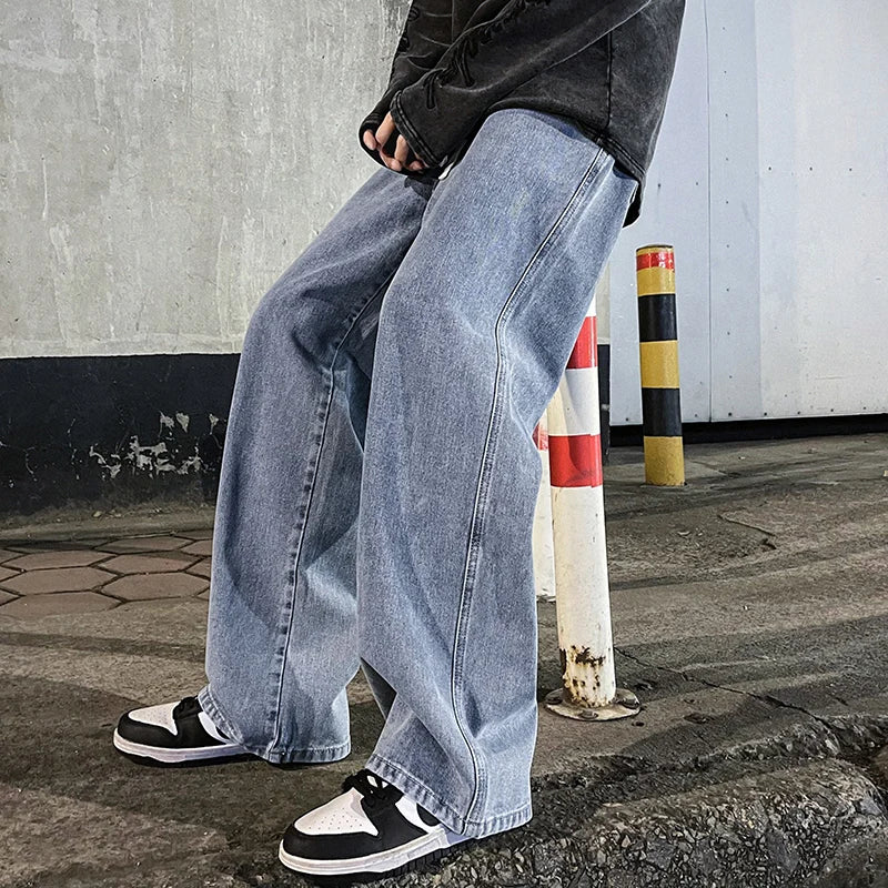 Men's Korean Wide-Leg Jeans – Relaxed Streetwear Fit