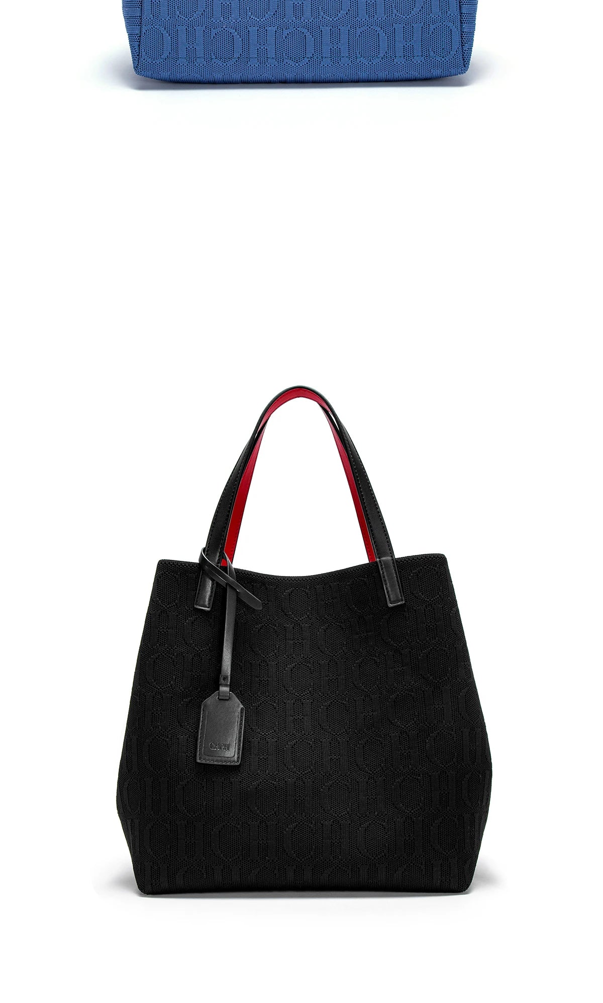 CHCH Tote Bag New Large Capacity Black Simple Knitted Shopping Bag 27*20*28cm
