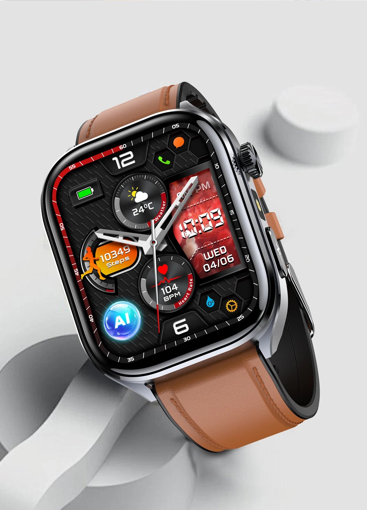 ECG+PPG Health Smartwatch – AI Body Analysis & BT Calling