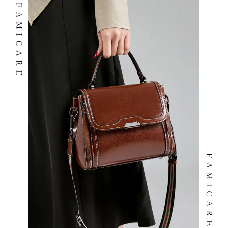 2025 High-End Women's Bucket Bag Lady Unique Drawstring Pleated Shoulder Bag Soft Split Cowhide Leather Cloud Tote Handbag New