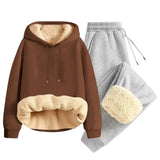Thickened Lamb Velvet Hoodie & Jogger Set