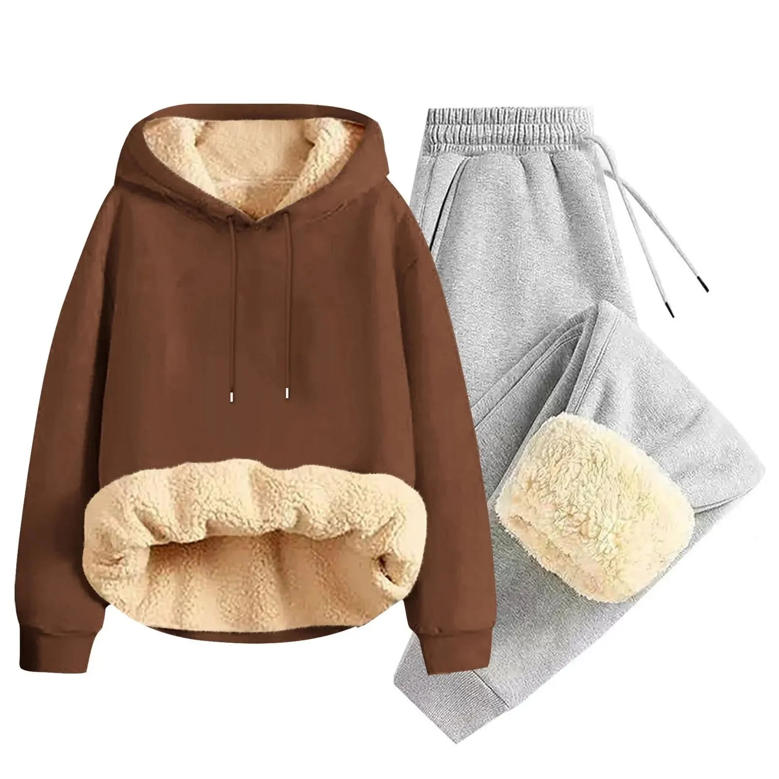 Thickened Lamb Velvet Hoodie & Jogger Set