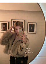 Women's Faux Fur Winter Jacket with Pockets