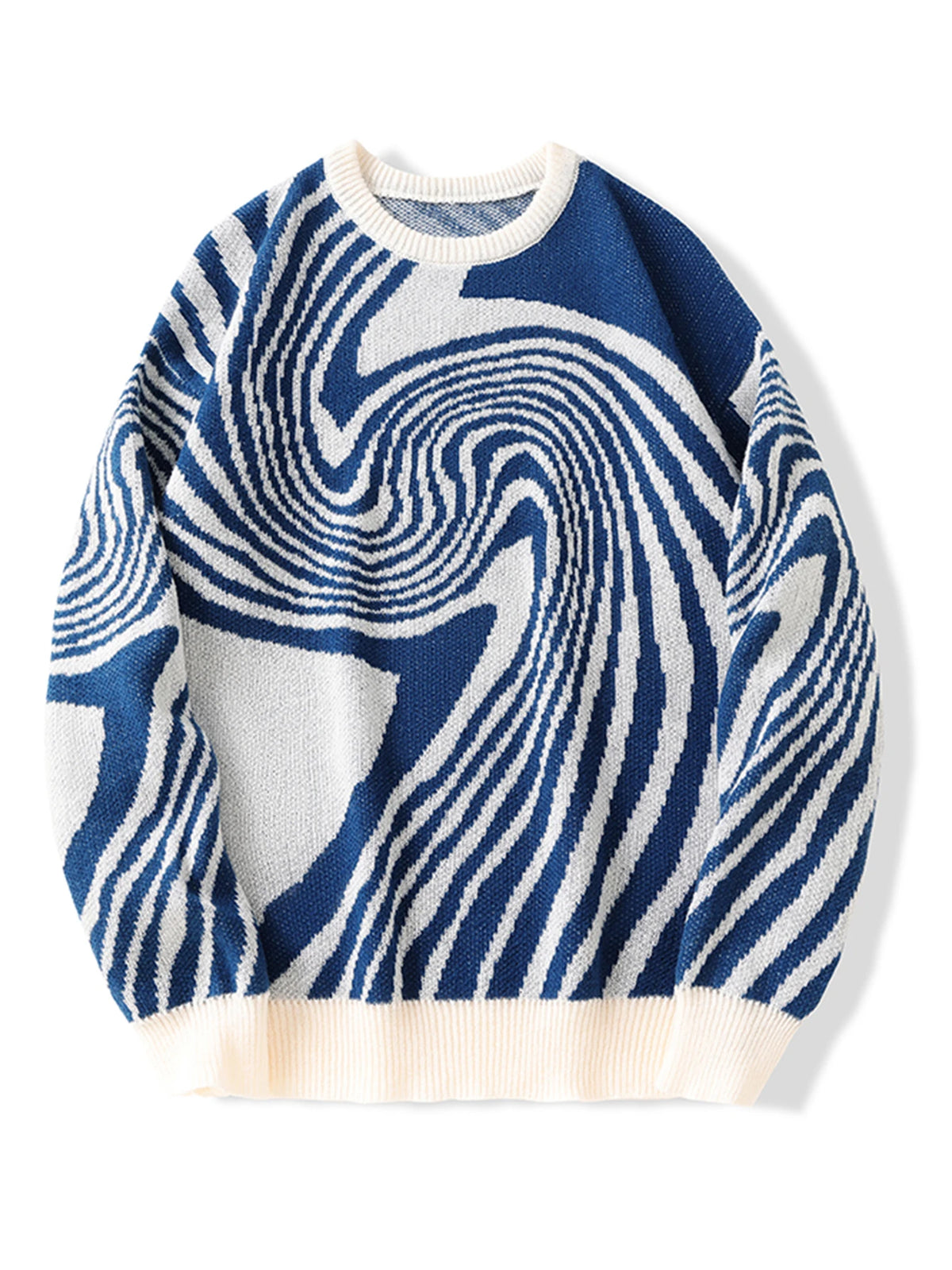 Men’s Contrast Maze Jacquard Crewneck Sweater