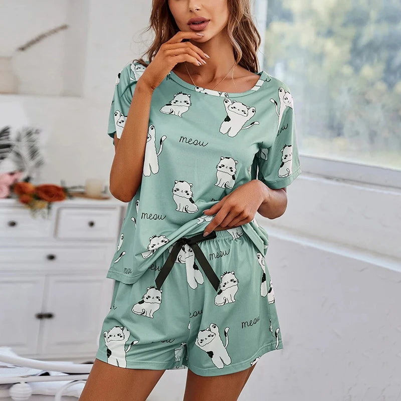 Cartoon Print Women’s Pajama Set
