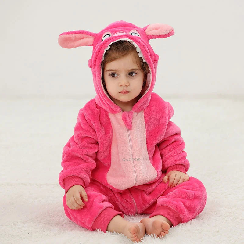 Animal Theme Flannel Baby Romper