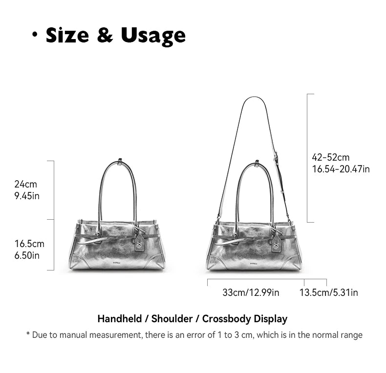 BAFELLI Silver Leather Crossbody Bag for Women