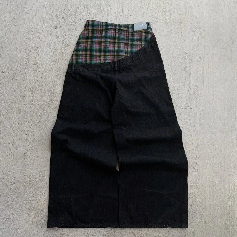 Unisex Y2K Plaid Baggy Jeans