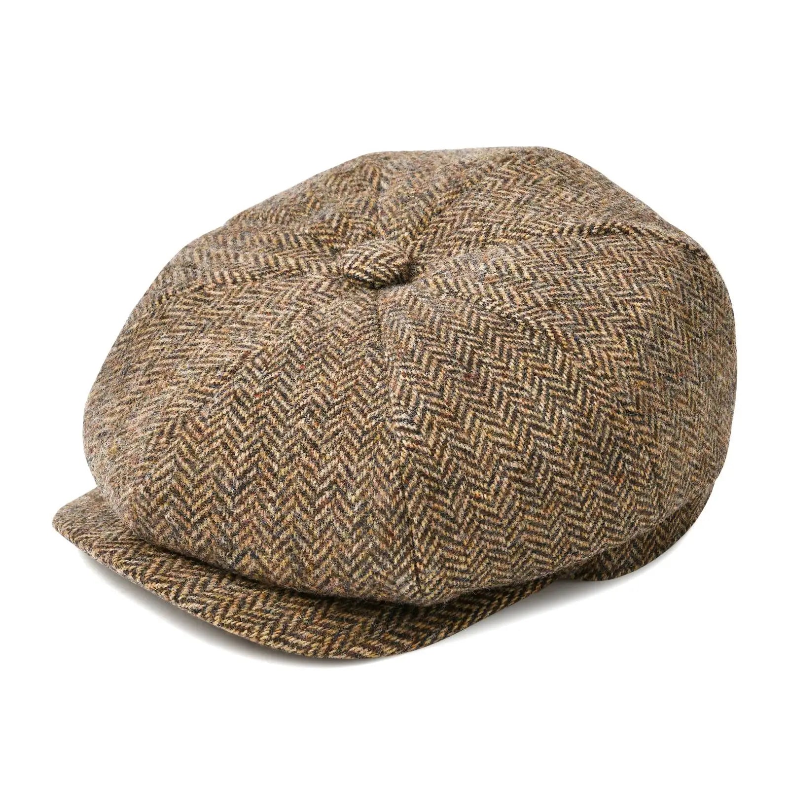 BOTVELA Tweed Wool 8-Panel Herringbone Newsboy Cap