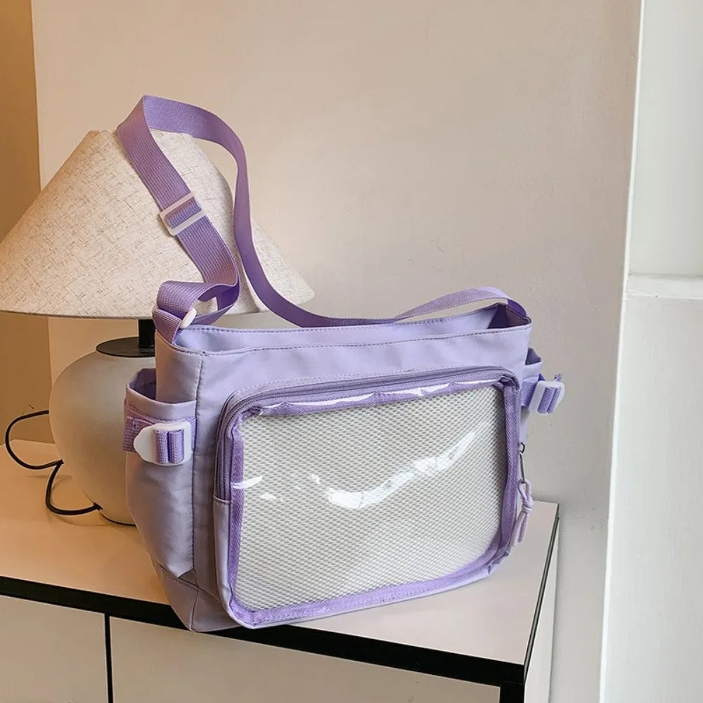 Fashion Transparent Ita Bag Large Capacity College Style Shoulder Bag Canvas Jk Handbag Women Tote Bag College Style