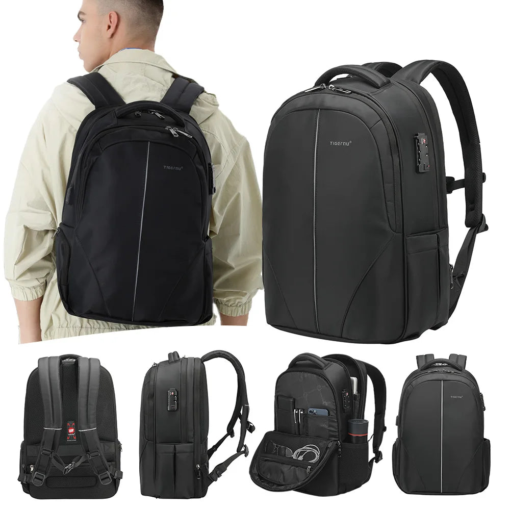 Tigernu Travel Backpacks 14-15.6-17'' Laptop Backpack For Men TSA Anti Theft Backpack Nylon Backpacks Bag For Schoolbag Knapsack