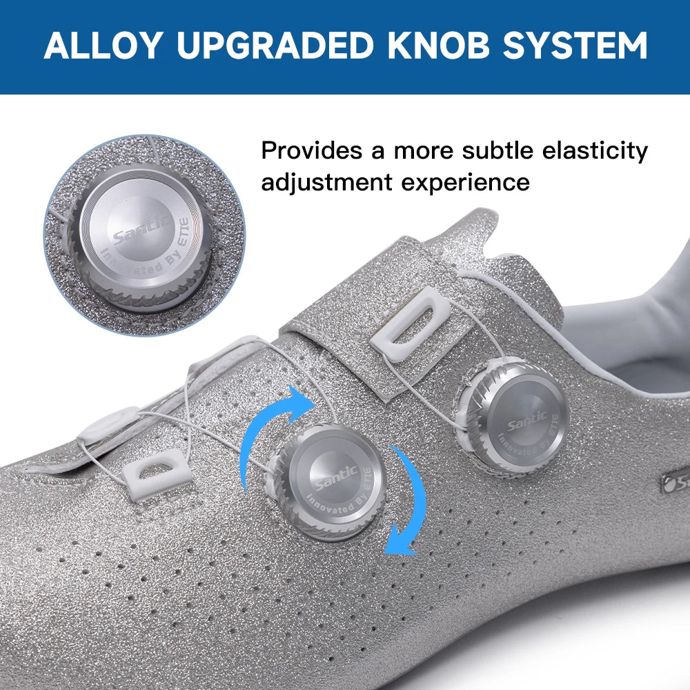 Santic Men's Cycling Shoes New Hardness16 Titanium Alloy Sole Auto-Lock Outdoor Bicycle Sneaker Adjustable Pro Road Racing Shoes