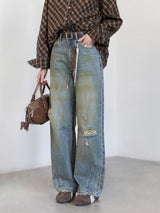 CHIC VEN Retro Women's Jeans Loose Casual  New High Waisted Wide Legs Denim Pant Female Trousers Spring Autumn 2025
