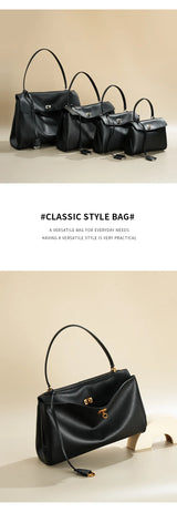 Large Capacity Women's Leather Handbag High-End Single Shoulder Crossbody Tote for Commuting