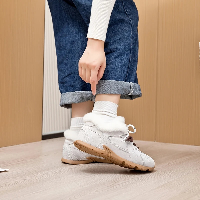 AIYUQI Women Winter Sneakers Genuine Leather 2026 New Non-slip German Training Shoes Women Large Size Flat Female Winter Shoes