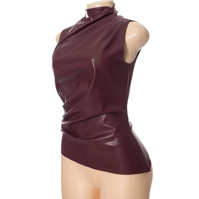 Y2K Vintage PU Leather Tank Top