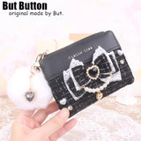 Kawaii Sweet Japanese Lolita Bow Wallet JK Harajuku Y2K Lace Rhinestone Short Wallet Mini Purse Card Holder Women Girls Gift