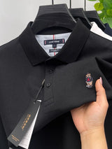 Men's Cotton Bear Embroidery Polo | Korean Style