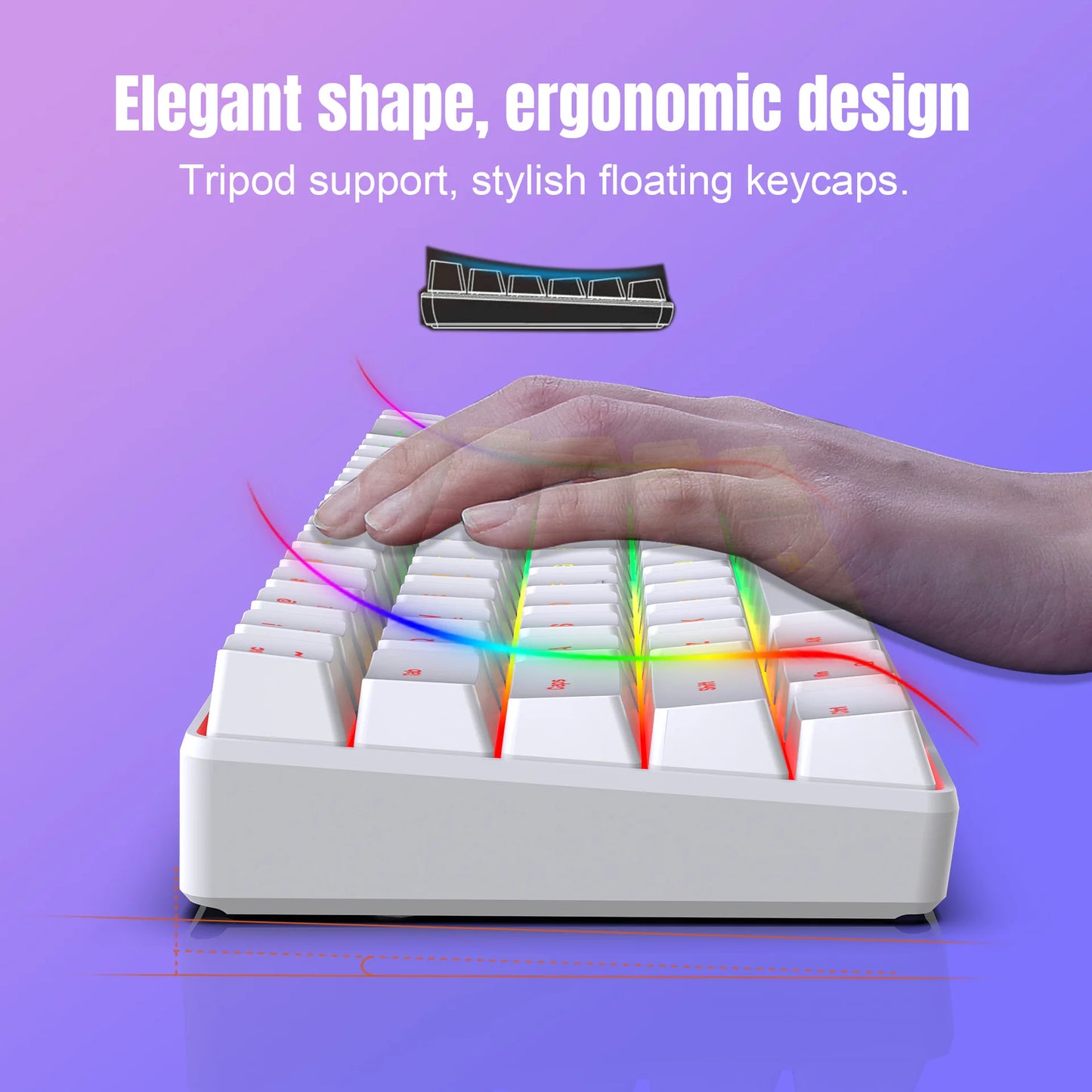 60% Compact Wired Keyboard 68 Keys RGB Backlight Small Portable Office Computer Membrane Keyboard For Windows Tablet Laptop Game