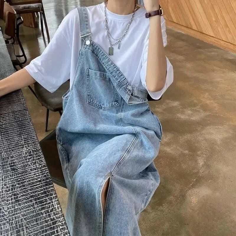 Women's Denim Spaghetti Strap Overall Dress