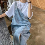 Women's Denim Spaghetti Strap Overall Dress