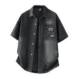 Men's Denim Shirt Summer Fashion Breathable Cotton Blend Short Sleeve Shirt Street Trendy Daily Outing Comfortable Jean Shirt