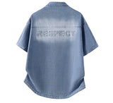 Men's Denim Shirt Summer Fashion Breathable Cotton Blend Short Sleeve Shirt Street Trendy Daily Outing Comfortable Jean Shirt