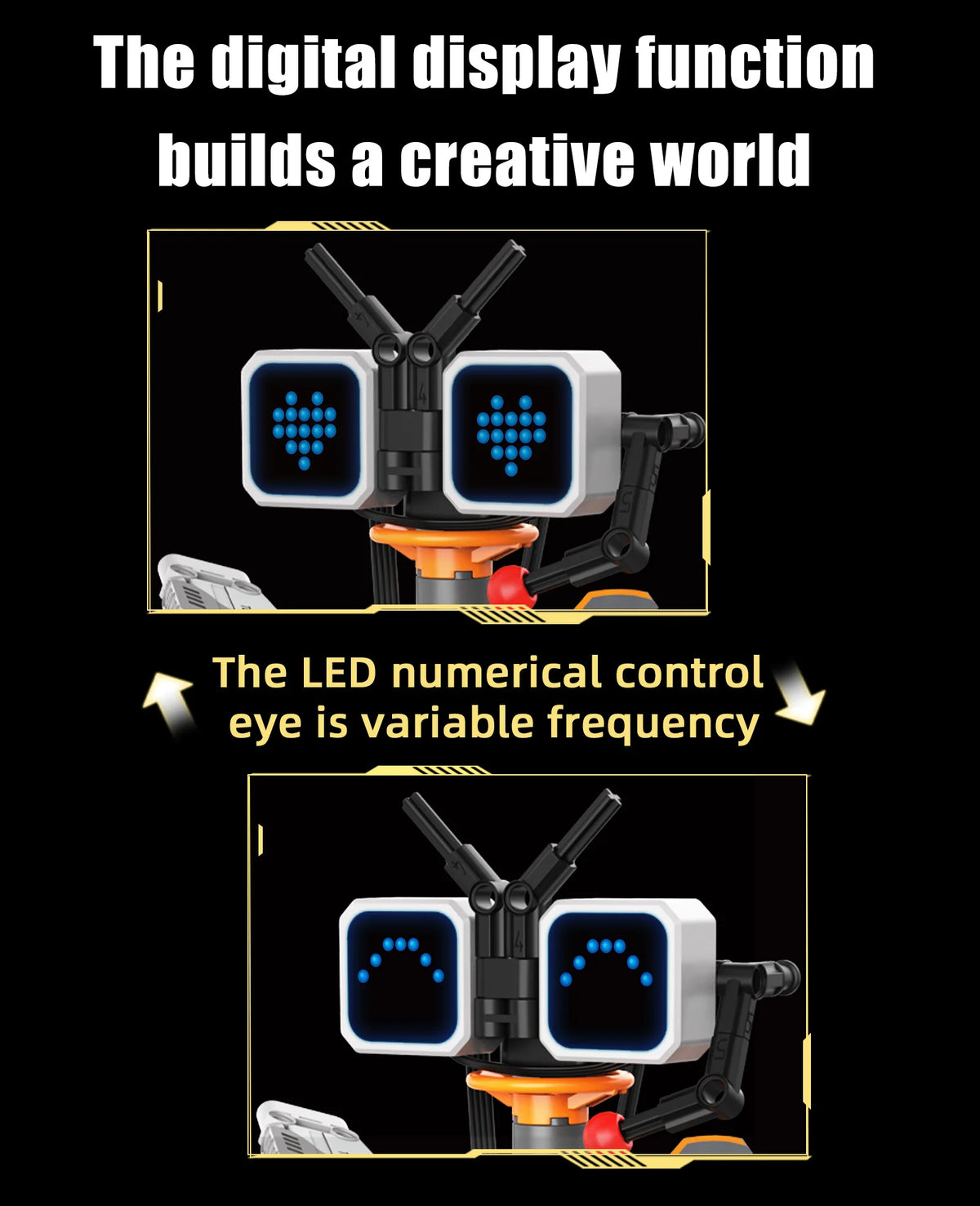 Digital display 5-in-1 transformable robot model assembly, remote control robot building blocks toy, children's toy gift