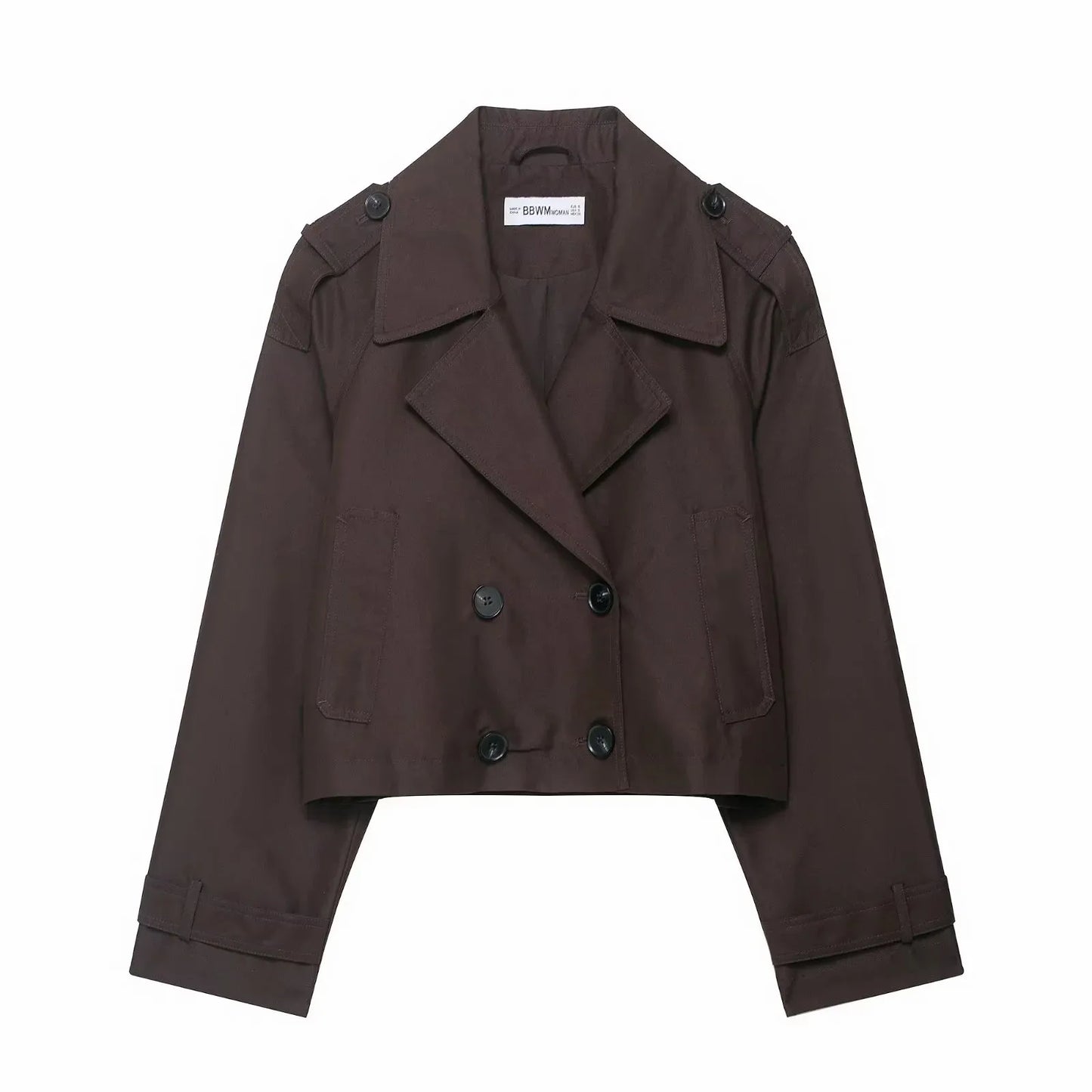Classic Lapel Double-Breasted Short Trench