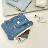 Women Short Wallets Canvas Female Purses Cute Star Bow Card Holder Wallet for Girl Small Zipper Wallet with Coin Purse