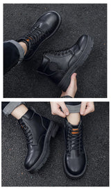 Men’s High-Top Leather Motorcycle Boots