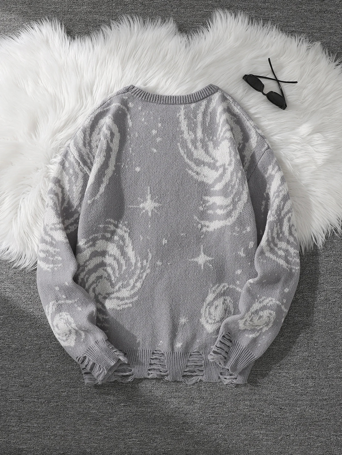 Men's Abstract Star Knit Crew Neck Sweater