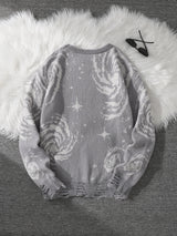 Men's Abstract Star Knit Crew Neck Sweater