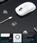 Attack Shark X6 Bluetooth Mouse Gaming Wireless Tri-Mode Connection,RGB Touch Magnetic Charging Base PAW3395 Macro Gaming Mouse
