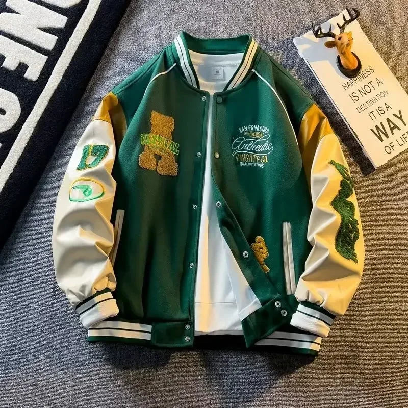 Men’s Embroidered Appliqué Baseball Jacket