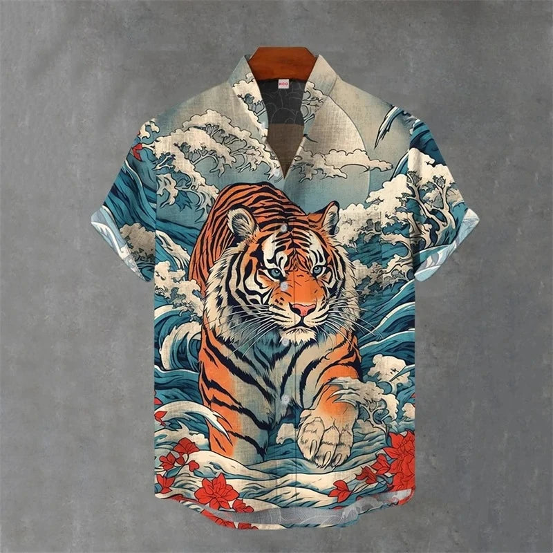 Men’s Japanese Animal Graphic Hawaiian Shirt